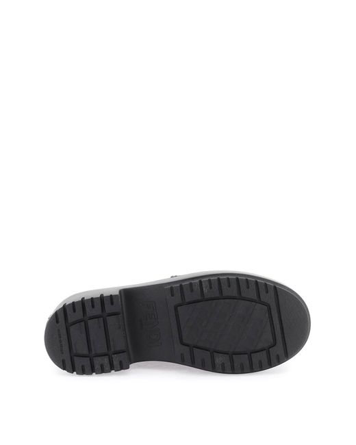 Fendi Black Graphy Leather Platform Loafers