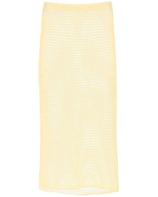 Paloma Wool Yellow "Knitted Midi Skirt With Perfor