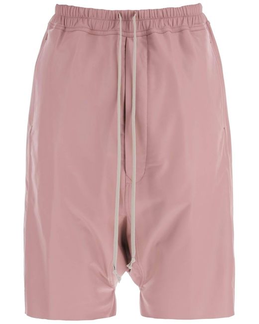 Rick Owens Pink Leather Bermuda Shorts For for men