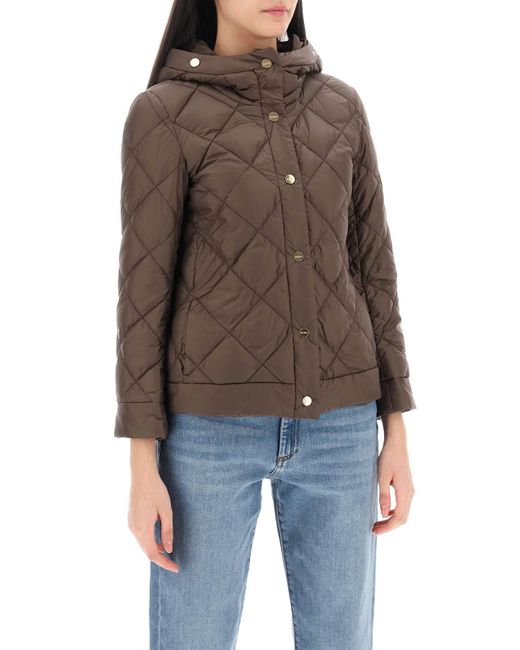 Max Mara The Cube Brown Water-proof Canvas Reversible Down Jacket