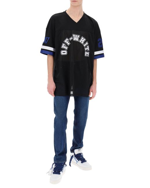 Off-White c/o Virgil Abloh Black Off- Football T-Shirt With Patches for men