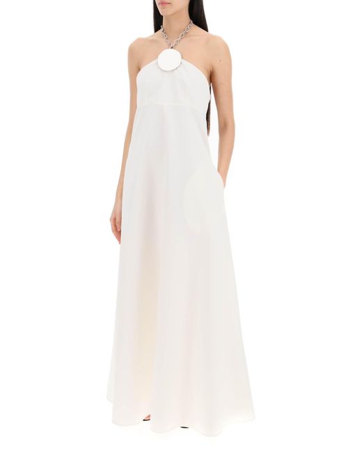 Jil Sander White Long Dress With Necklace