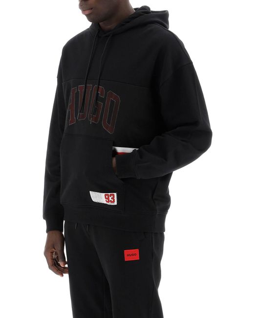 HUGO Black Relaxed Fit Hoodie Sweatshirt With for men