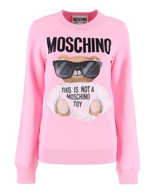 Moschino Pink Teddy Bear Embroidery Hoodie