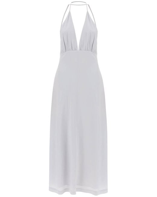 Totême  White Toteme Silk Dress With Double Halter Neckline