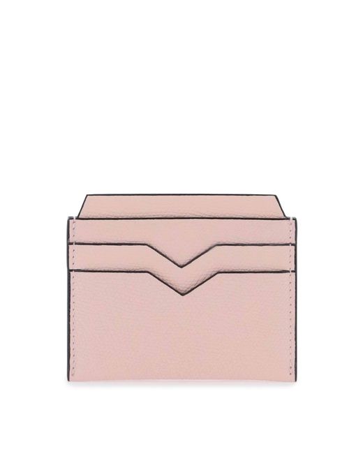 Valextra Pink Leather Cardholder