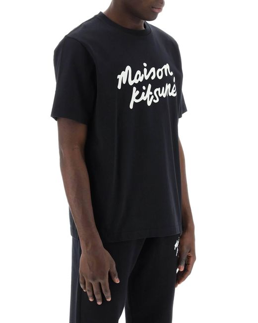 Maison Kitsuné Black Maison Kitsune T-Shirt With Logo for men