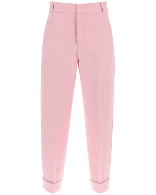Max Mara Pink 'Linen Cigarette Pants