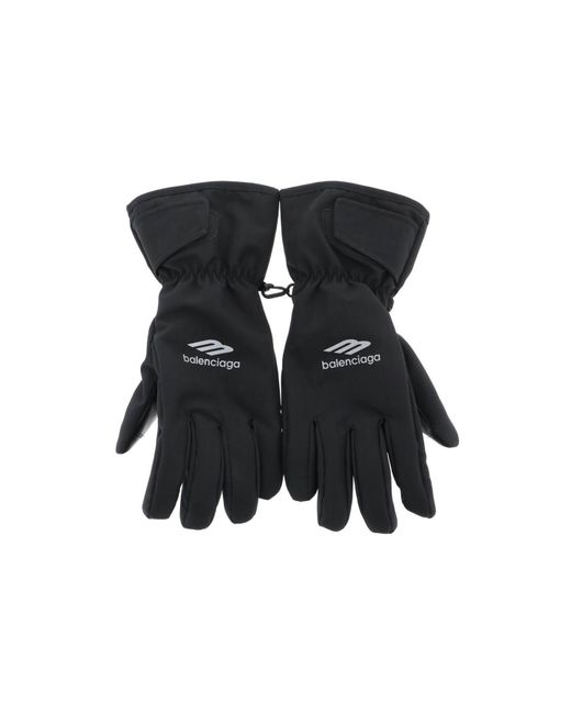 Balenciaga Black 3b Sports Icon Ski Gloves for men
