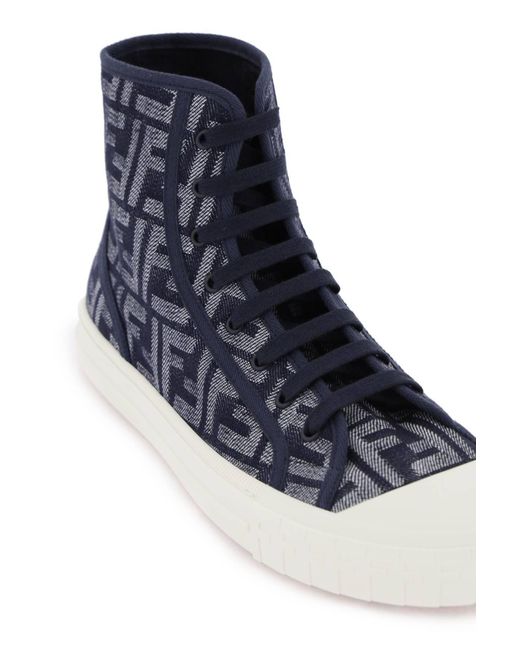 Fendi Blue 'Domino' High-Top Sneakers for men
