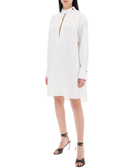 Ferragamo White Linen Blend Tunic Dress