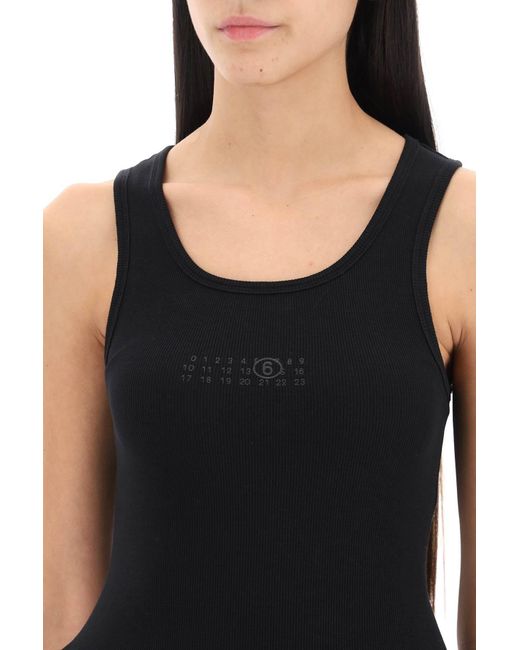 MM6 by Maison Martin Margiela Black Tank Top With Numeric Logo