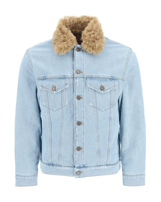 ERL Denim Jacket With Fur Collar in 