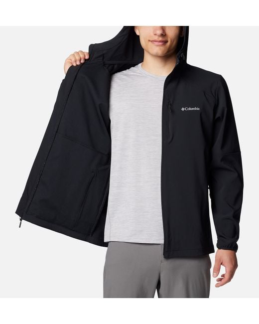 Columbia Black Columbia Tech Softshell Hooded Jacket for men