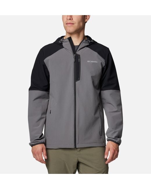 Columbia Gray Columbia Tech Softshell Hooded Jacket for men