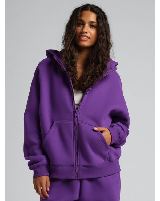 Comfrt Purple Basic Crop Zip Hoodie