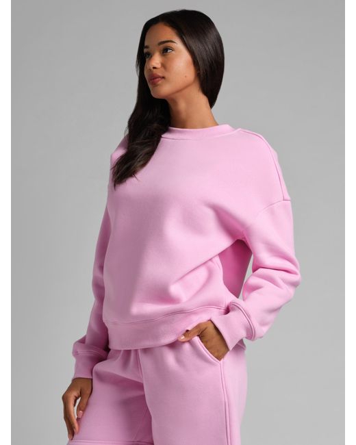 Comfrt Pink Basic Crop Crew Sweatshirt