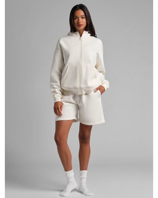 Comfrt White Basic Fleece Short