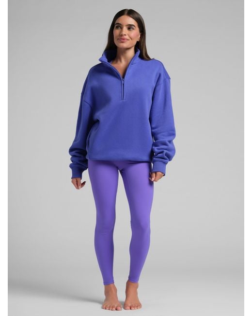 Comfrt Blue Neon Basic Quarter Zip Mock Neck
