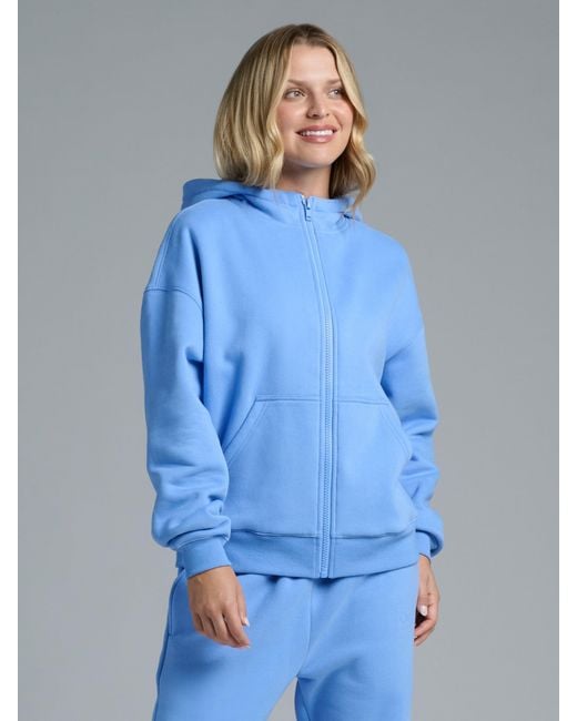Comfrt Blue Basic Crop Zip Hoodie