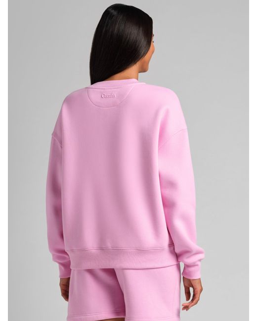 Comfrt Pink Basic Crop Crew Sweatshirt