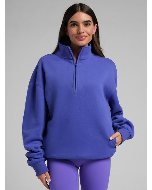 Comfrt Blue Neon Basic Quarter Zip Mock Neck
