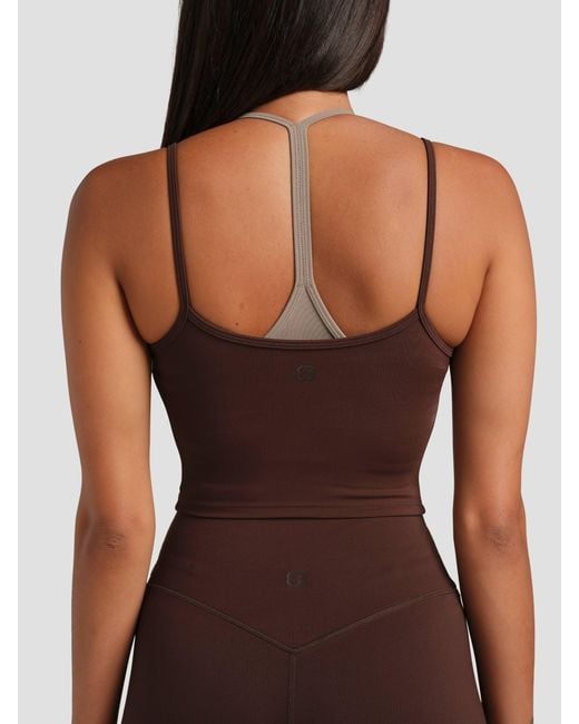 Comfrt Brown Core Double Layer Crop Tank