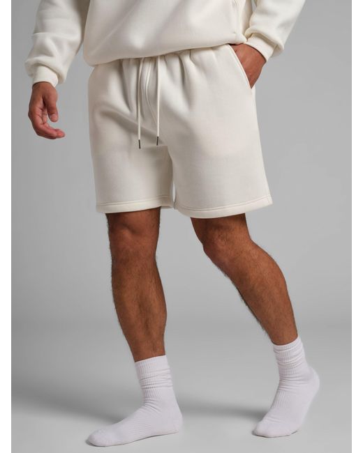 Comfrt White Basic Fleece Short