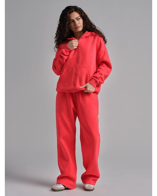 Comfrt Red Basic Crop Zip Hoodie
