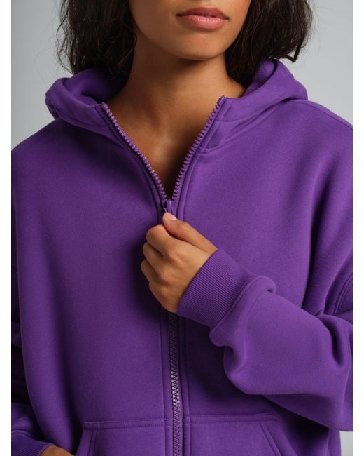 Comfrt Purple Basic Crop Zip Hoodie