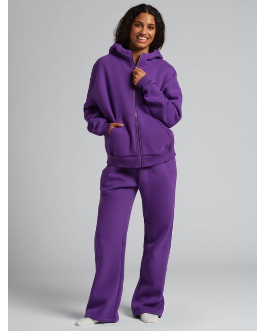 Comfrt Purple Basic Crop Zip Hoodie