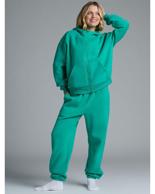 Comfrt Green Basic Crop Zip Hoodie