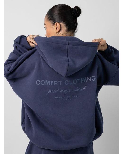 Comfrt Blue Affirmation Zip Hoodie