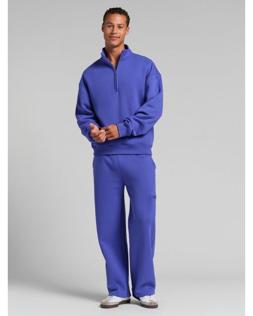 Comfrt Blue Neon Basic Quarter Zip Mock Neck