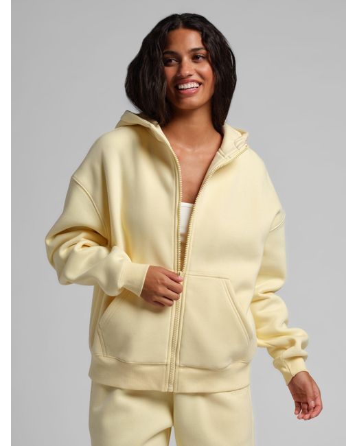 Comfrt Natural Basic Crop Zip Hoodie