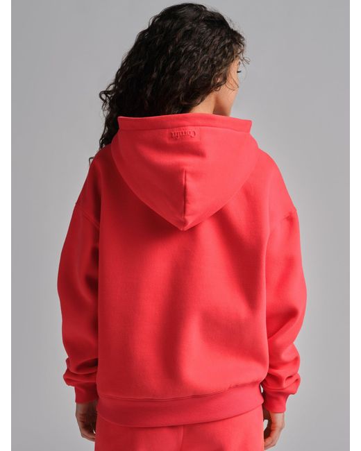 Comfrt Red Basic Crop Zip Hoodie