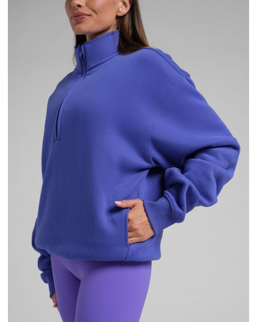 Comfrt Blue Neon Basic Quarter Zip Mock Neck