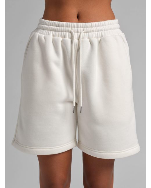 Comfrt White Basic Fleece Short
