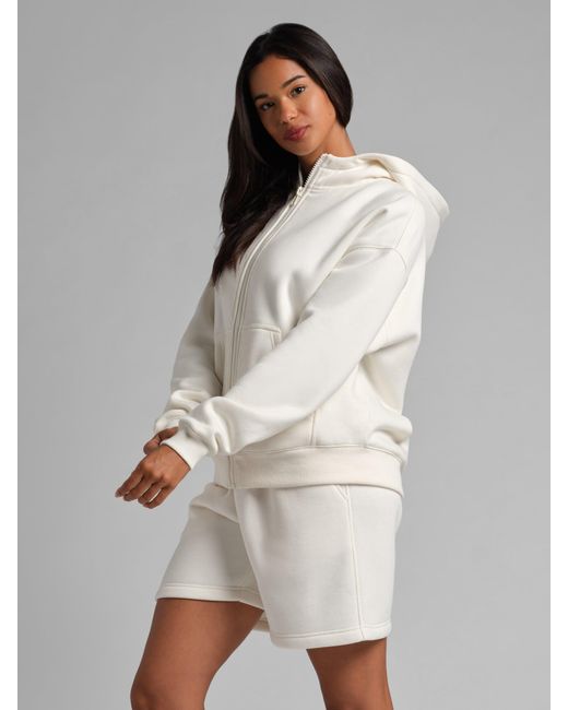Comfrt White Basic Fleece Short