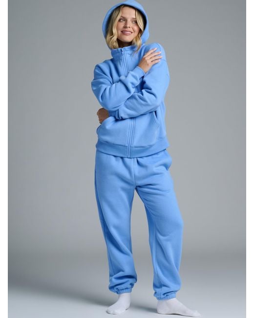 Comfrt Blue Basic Crop Zip Hoodie