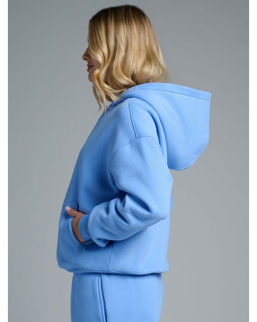 Comfrt Blue Basic Crop Zip Hoodie