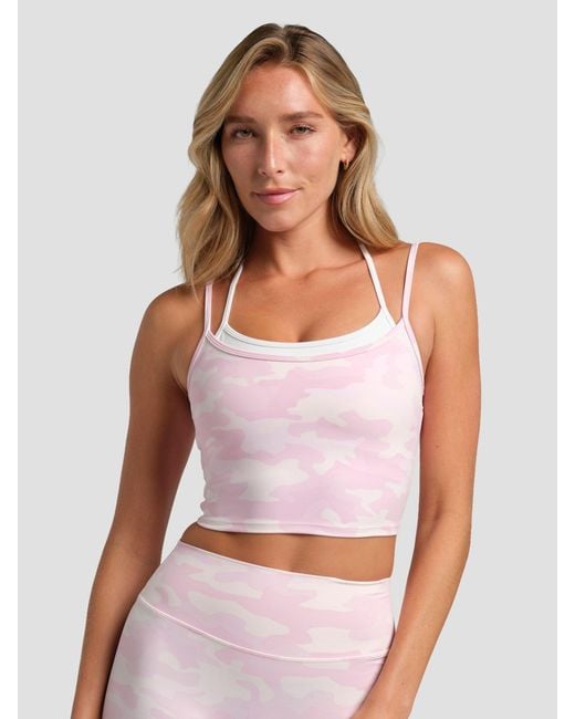 Comfrt White Core Double Layer Crop Tank