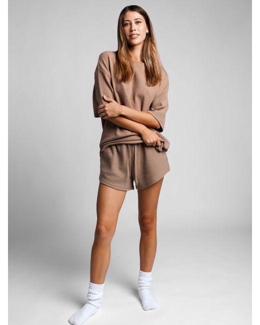 Comfrt Brown Waffle Lounge Short
