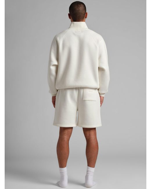 Comfrt White Basic Fleece Short