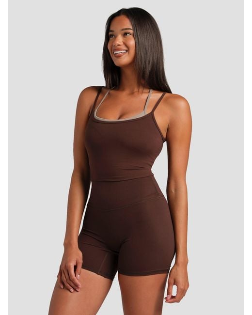 Comfrt Brown Core Double Layer Crop Tank