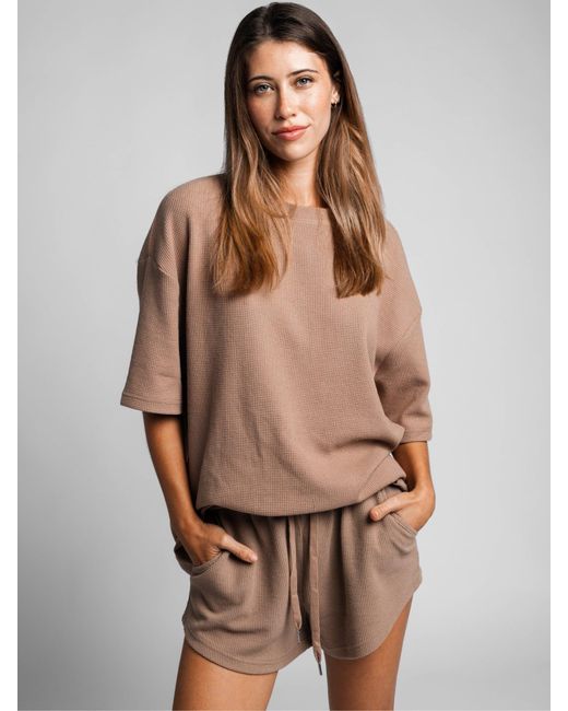 Comfrt Brown Waffle Lounge Short