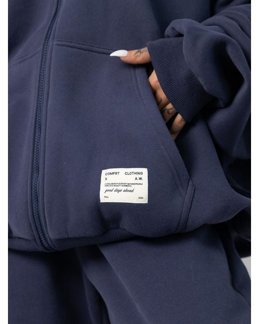 Comfrt Blue Affirmation Zip Hoodie