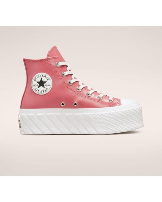 Converse Chuck Taylor All Star Lift 2X Platform Iridescent Leather in Pink  | Lyst DE