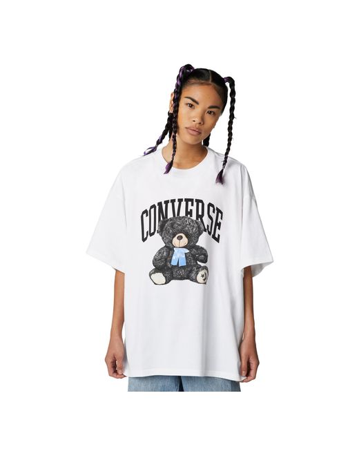 Converse Oversized Teddy Bear T-shirt in White | Lyst