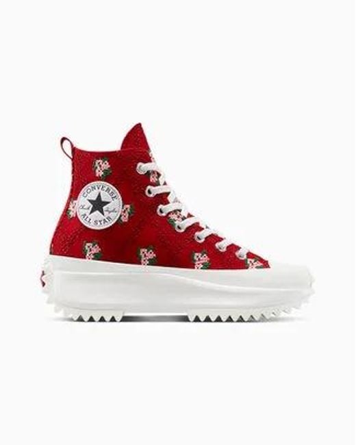 Converse Red Run Star Hike Platform Rose Cross Stitch Canvas For